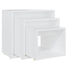vidaXL Nesting Table | Set of 3 | White | Engineered wood | Small | Stackable 2