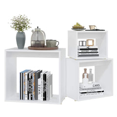 vidaXL Nesting Table | Set of 3 | White | Engineered wood | Small | Stackable 4