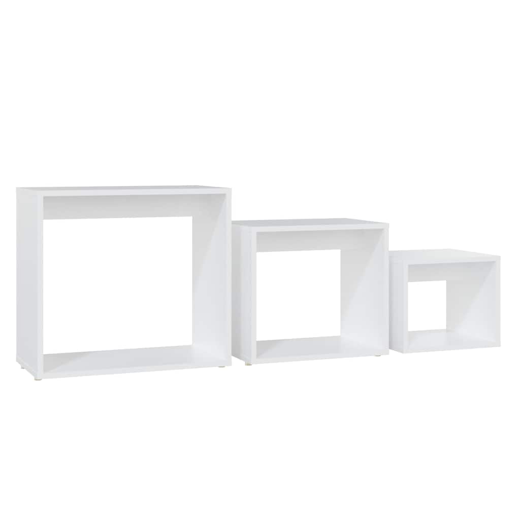 vidaXL Nesting Table | Set of 3 | White | Engineered wood | Small | Stackable 5