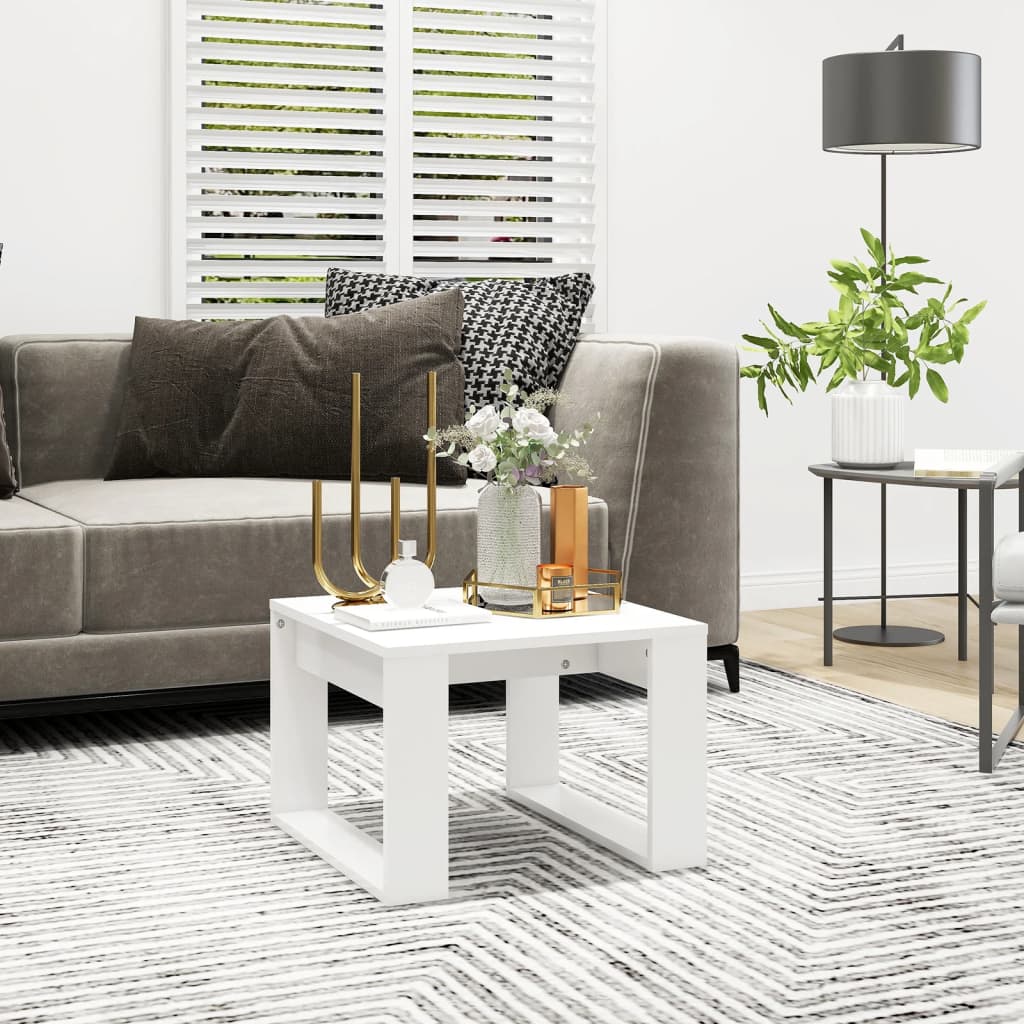 808621 vidaXL Side Table White 50x50x35 cm Engineered Wood 1