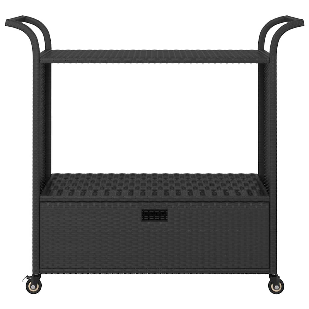 Bar Cart with Drawer 100x45x97 cm Poly Rattan Black