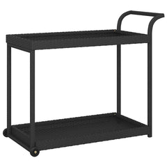 vidaXL Bar Cart Black 100x45x83 cm Poly Rattan 2