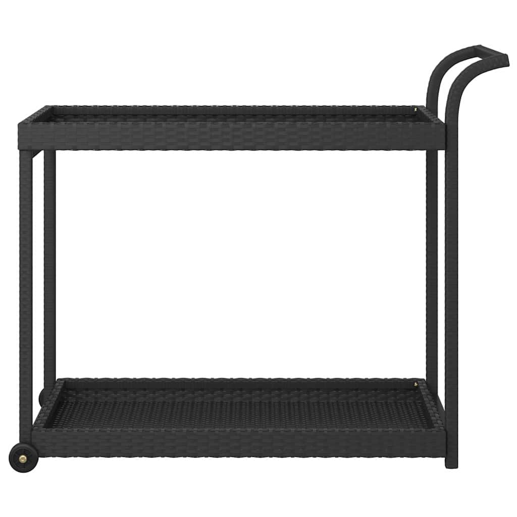 vidaXL Bar Cart Black 100x45x83 cm Poly Rattan 3
