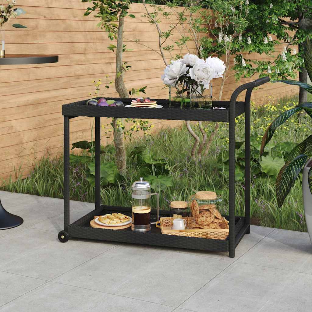 vidaXL Bar Cart Black 100x45x83 cm Poly Rattan 1