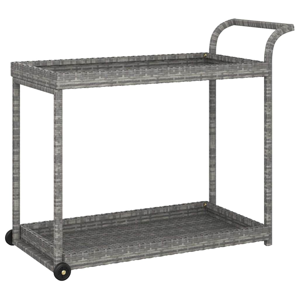 Bar Cart 100x45x83 cm Poly Rattan Grey