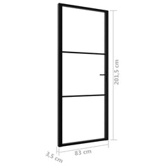 Interior Door ESG Glass and Aluminium Black Black and transparent 83 x 201.5 cm 2 horizontal bars