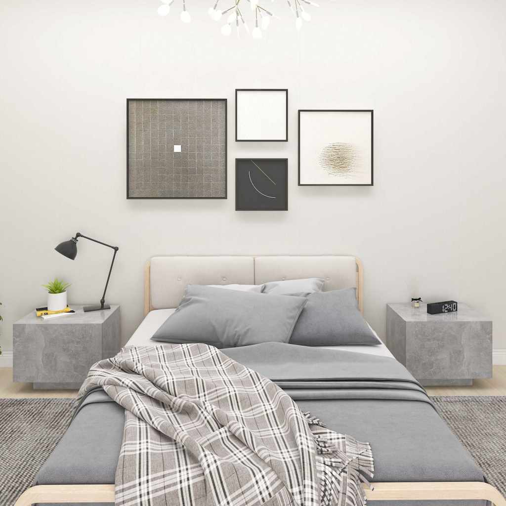 vidaXL Bedside Cabinet | Concrete Grey | Engineered Wood | Compact 1