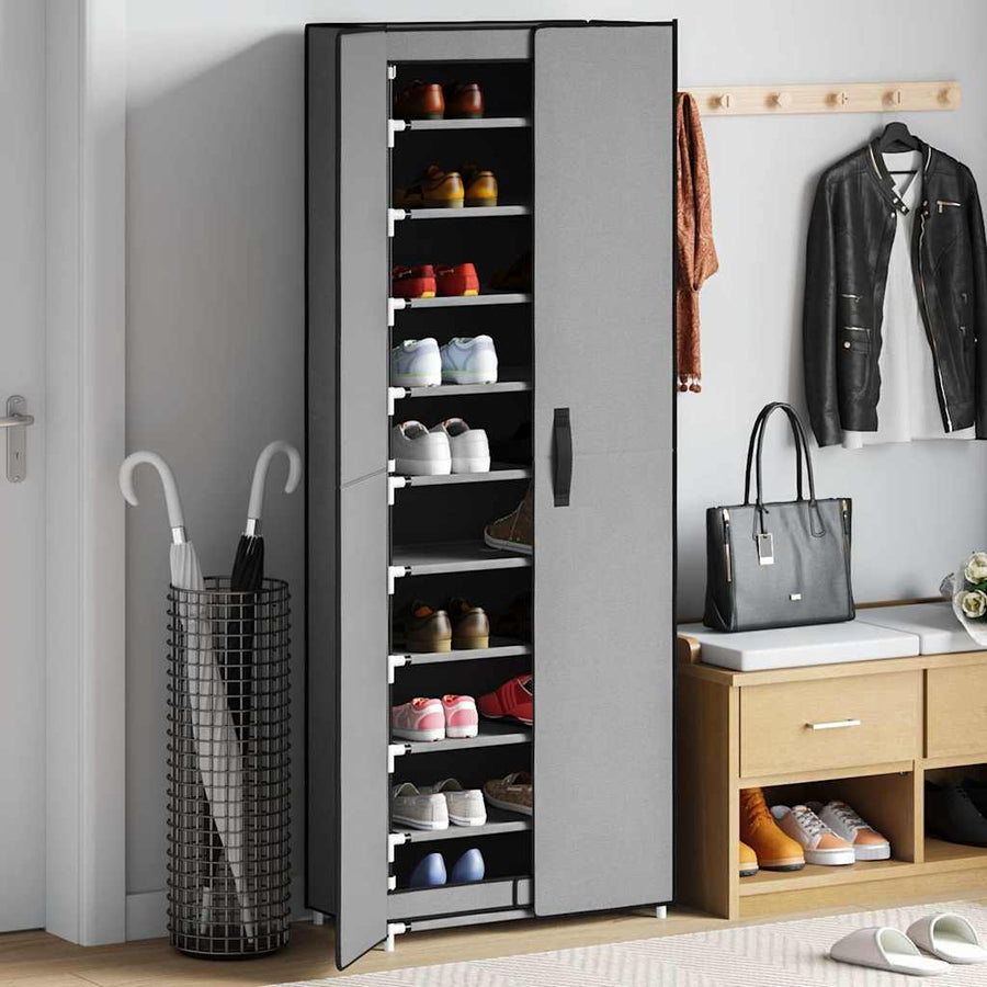 vidaXL Shoe Cabinet Grey 60x30x166 cm Fabric 1