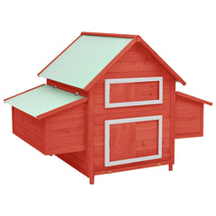 Chicken Coop 150x96x110 cm Solid Firwood Red and white