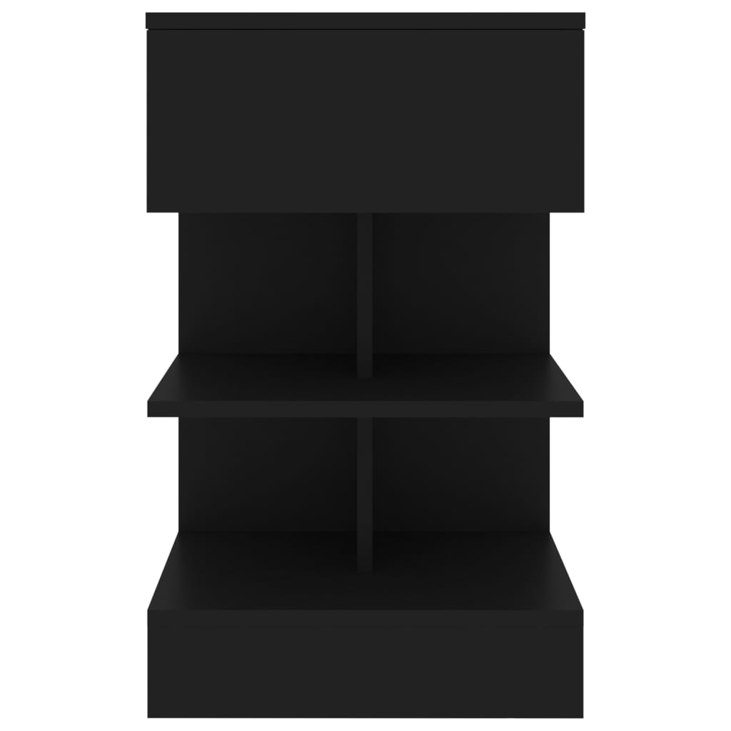 808650 vidaXL Bedside Cabinet Black 40x35x65 cm Engineered Wood 4