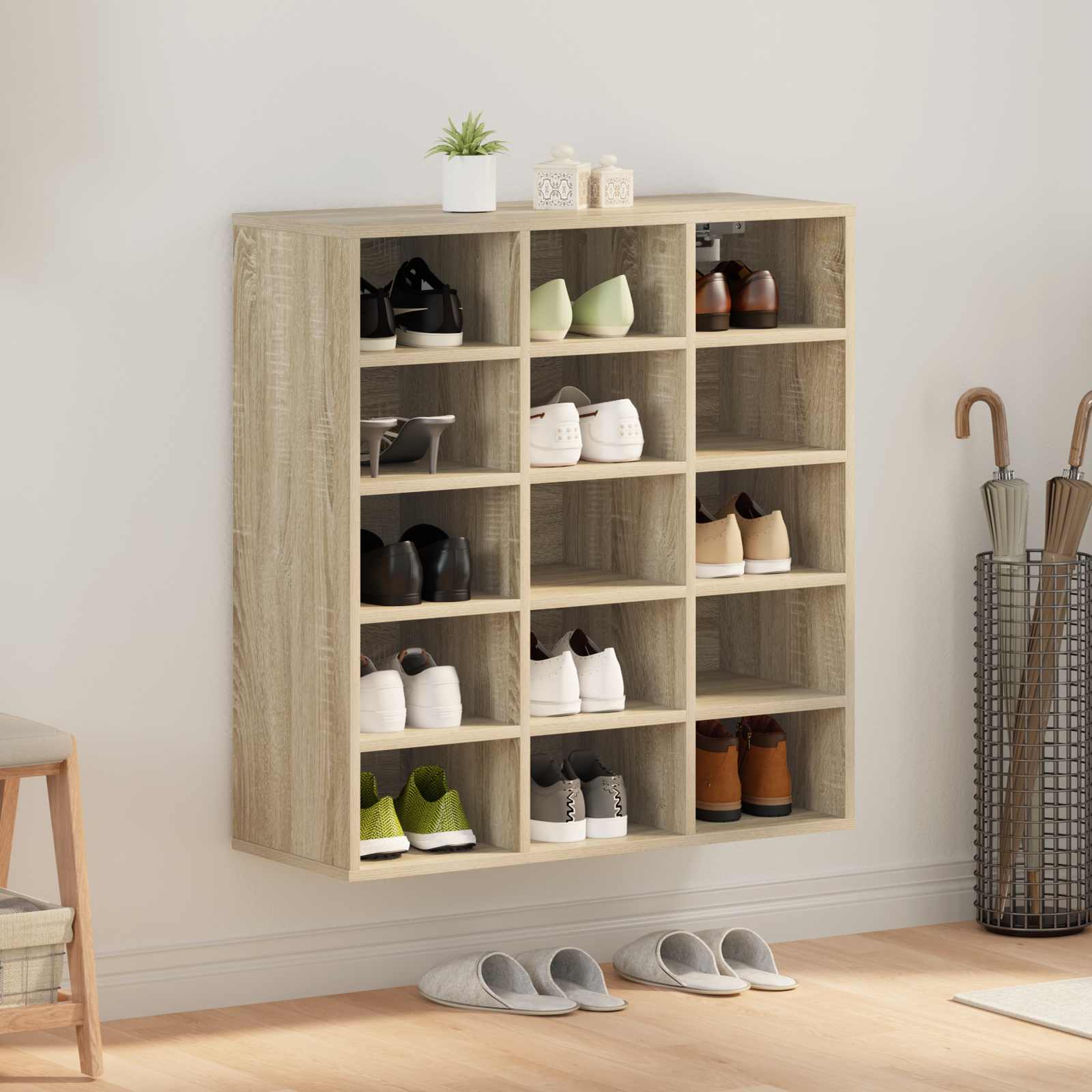 vidaXL Shoe Cabinet 77.5 x 30 x 83.5 cm Engineered Wood Sonoma Oak 1