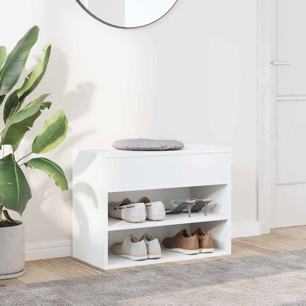 808738 vidaXL Shoe Bench White 60x30x45 cm Engineered Wood 3