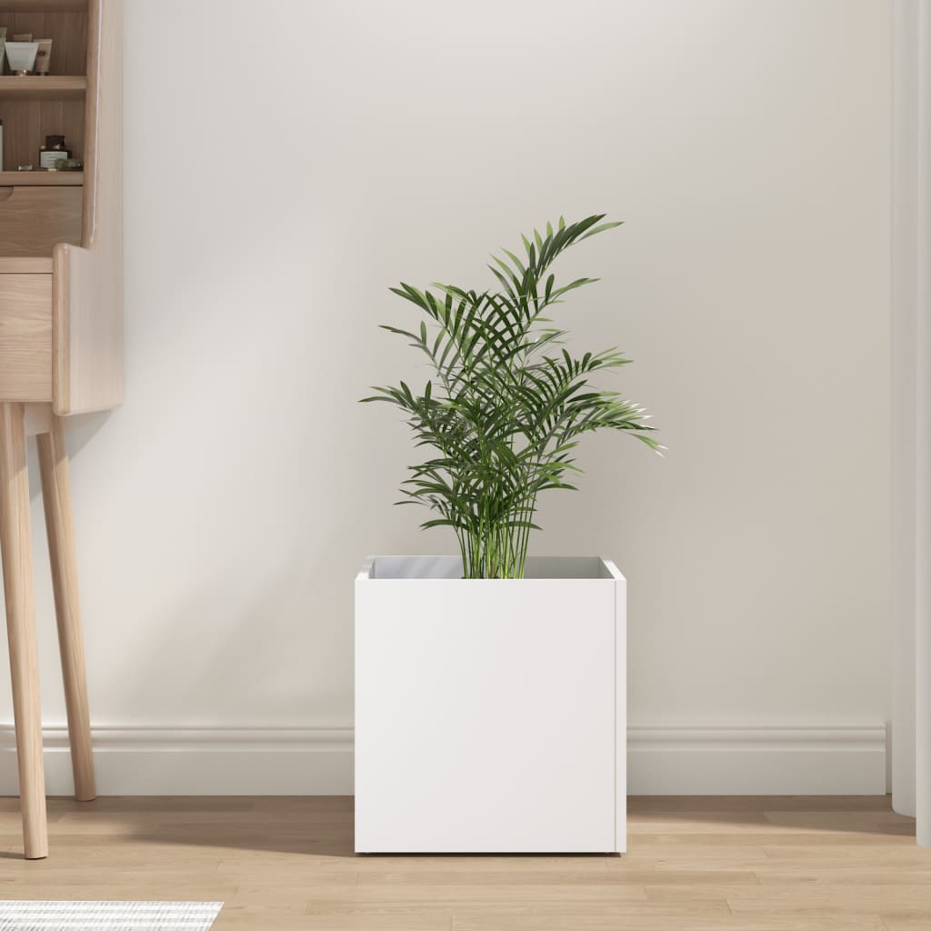 vidaXL Planter Box | White | Engineered wood | 40 cm square | Decorative Inlays 3