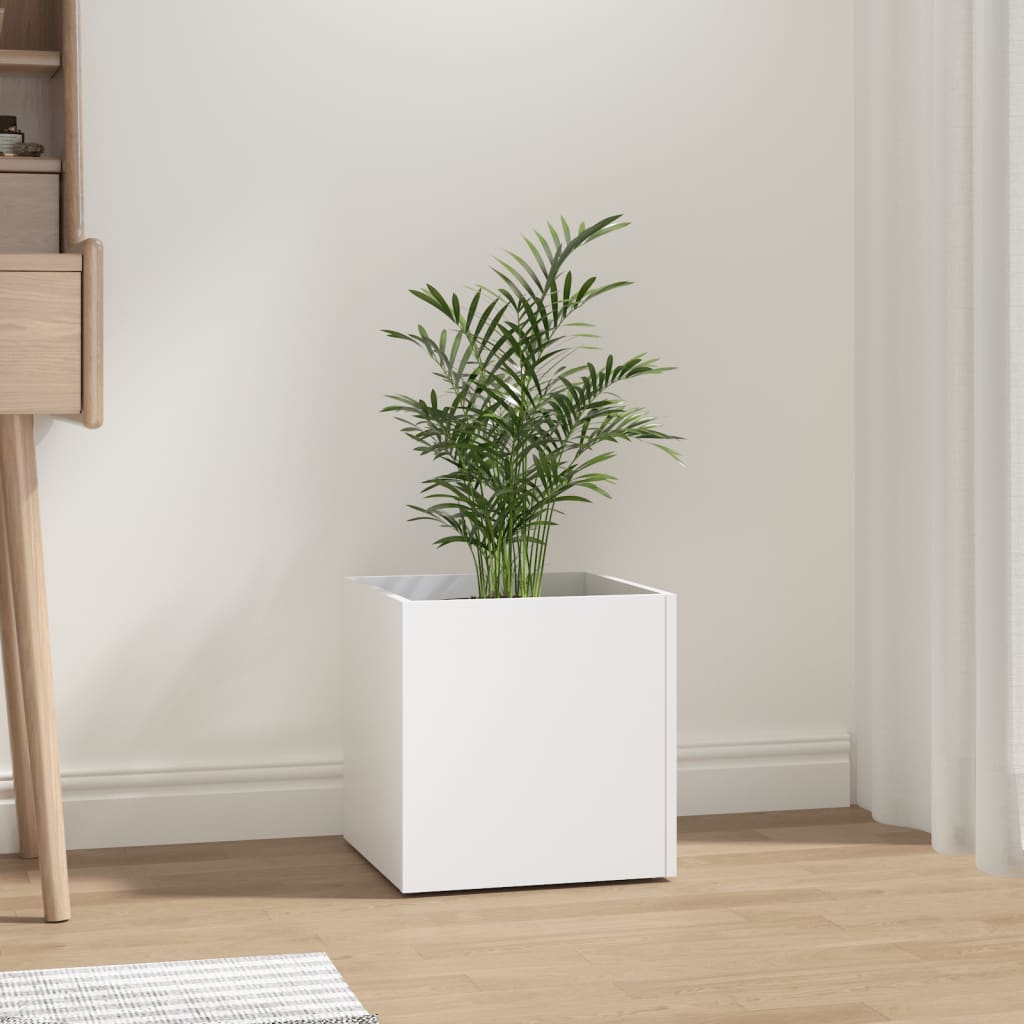 vidaXL Planter Box | White | Engineered wood | 40 cm square | Decorative Inlays 1