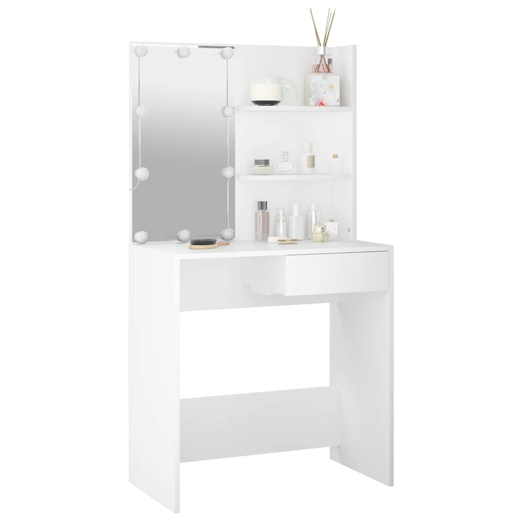 vidaXL Dressing Table with LED White 74.5x40x141 cm 3