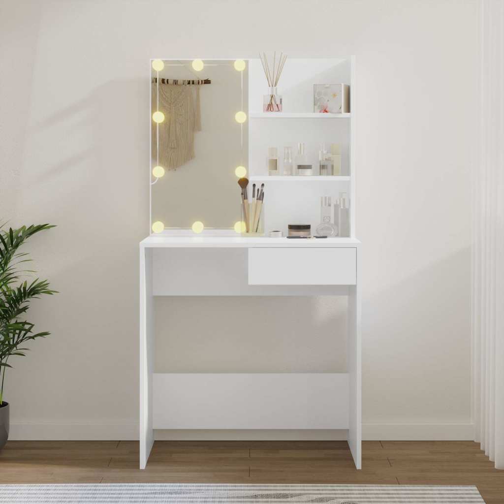 Dressing Table with LED 74,5x40x141 cm White