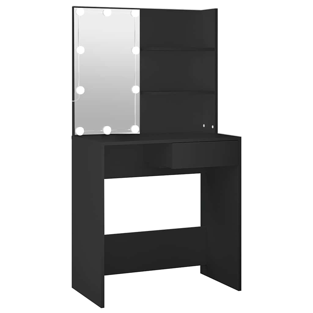 Dressing Table with LED 74,5x40x141 cm Black