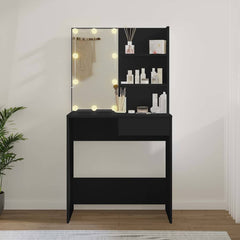 Dressing Table with LED 74,5x40x141 cm Black