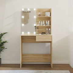 Dressing Table with LED 74,5x40x141 cm Sonoma oak