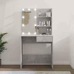 Dressing Table with LED 74,5x40x141 cm Concrete grey