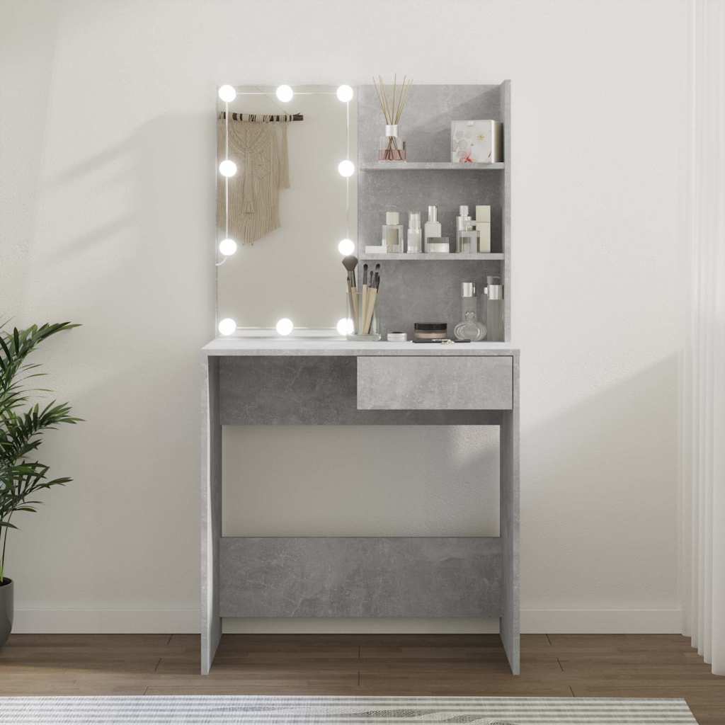 Dressing Table with LED 74,5x40x141 cm Concrete grey
