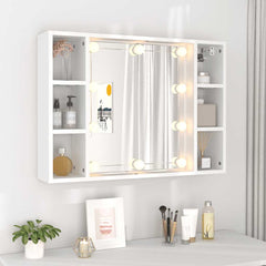 vidaXL Mirror Cabinet with LED White 76x15x55 cm 4