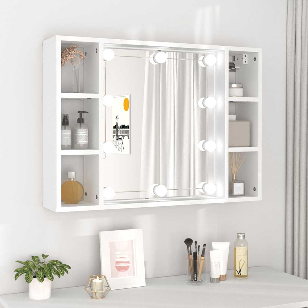 vidaXL Mirror Cabinet with LED White 76x15x55 cm 1