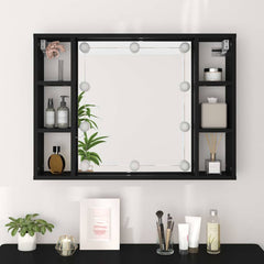 vidaXL Mirror Cabinet with LED Black 76x15x55 cm 5