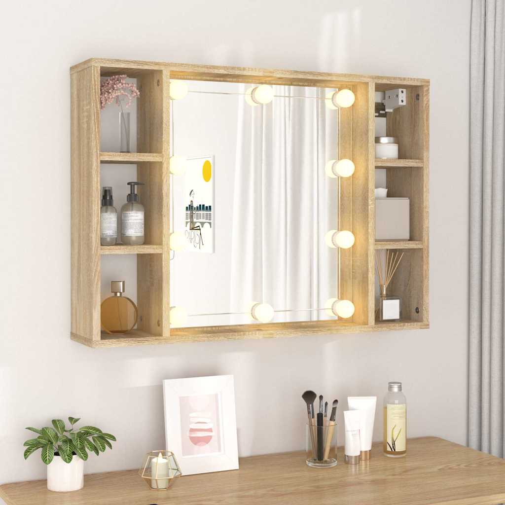 Mirror Cabinet with LED 76x15x55 cm Sonoma oak