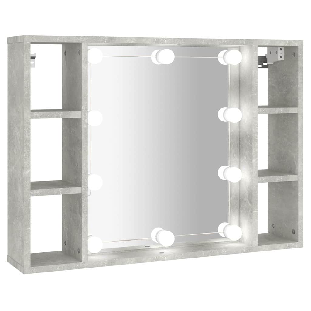 vidaXL Mirror Cabinet with LED Concrete Grey 76x15x55 cm 2
