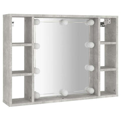 vidaXL Mirror Cabinet with LED Concrete Grey 76x15x55 cm 3