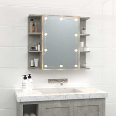 vidaXL Mirror Cabinet with LED Concrete Grey 70x16.5x60 cm 3
