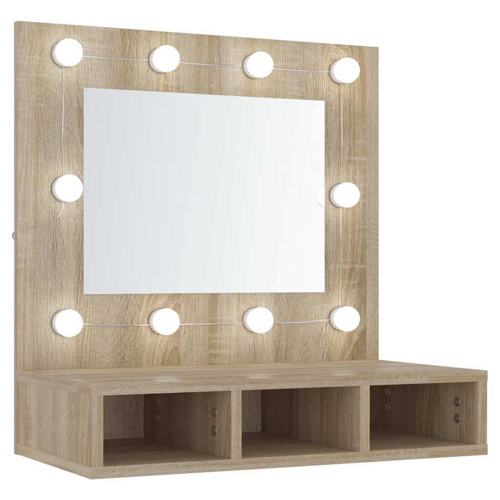 vidaXL Mirror Cabinet with LED Sonoma Oak 60x31.5x62 cm 2