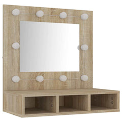 vidaXL Mirror Cabinet with LED Sonoma Oak 60x31.5x62 cm 4
