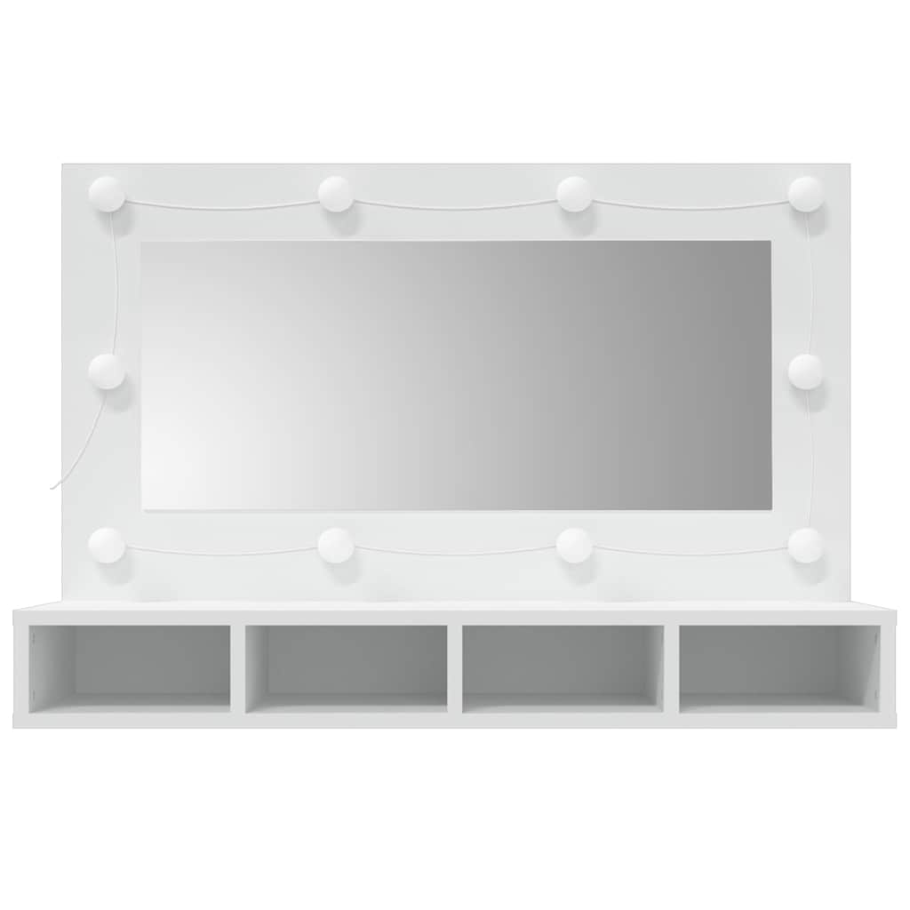 vidaXL Mirror Cabinet with LED White 90x31.5x62 cm 4