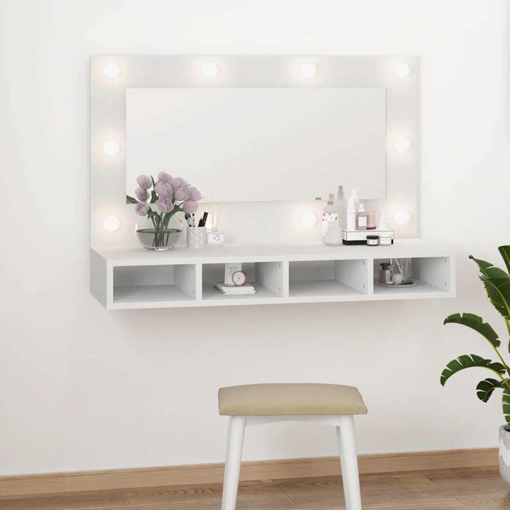 vidaXL Mirror Cabinet with LED White 90x31.5x62 cm 1