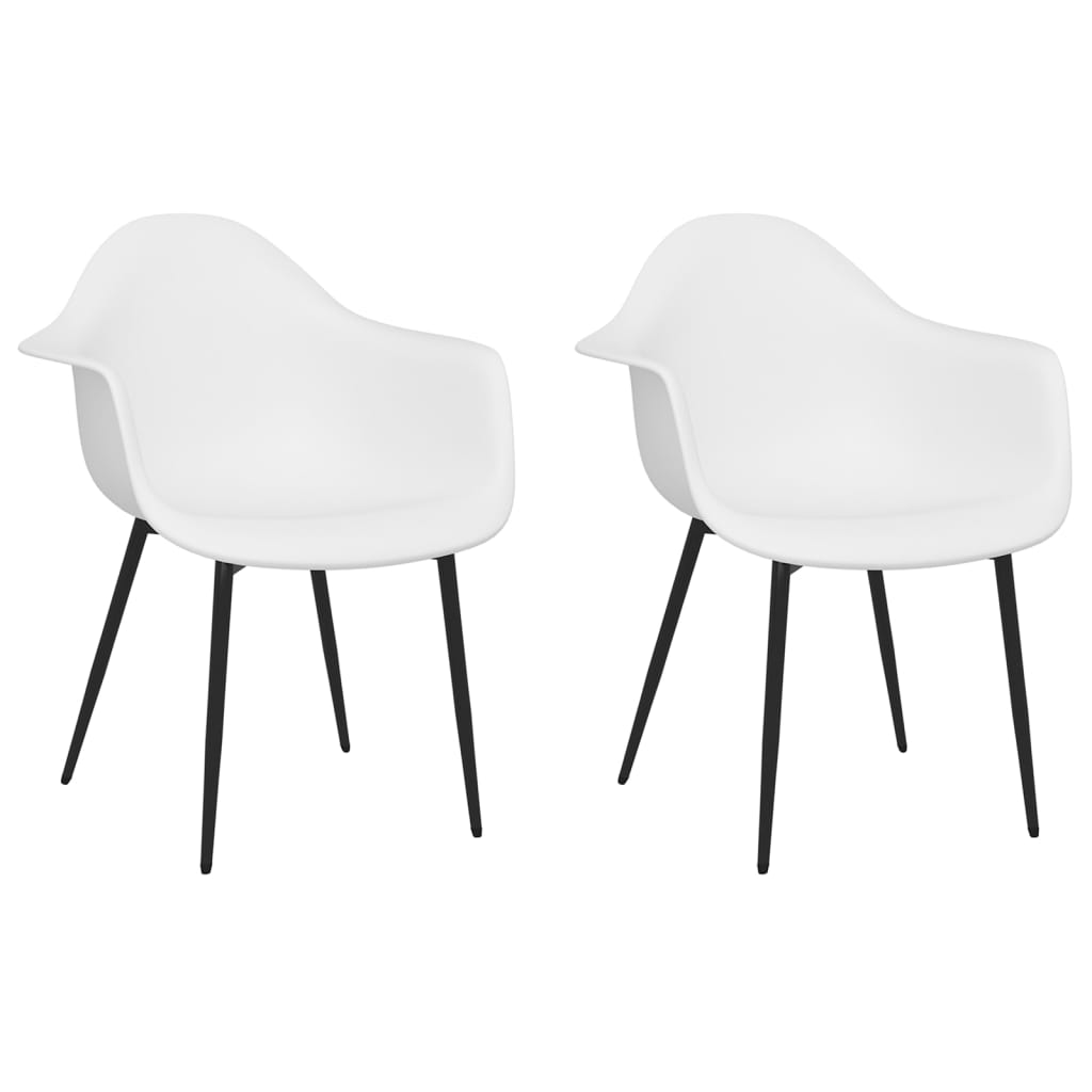 vidaXL Dining Chairs 2 pcs White PP 2
