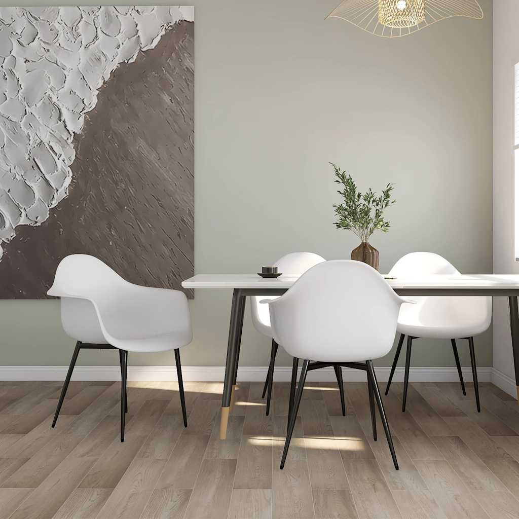 vidaXL Dining Chairs 4 pcs White PP 1