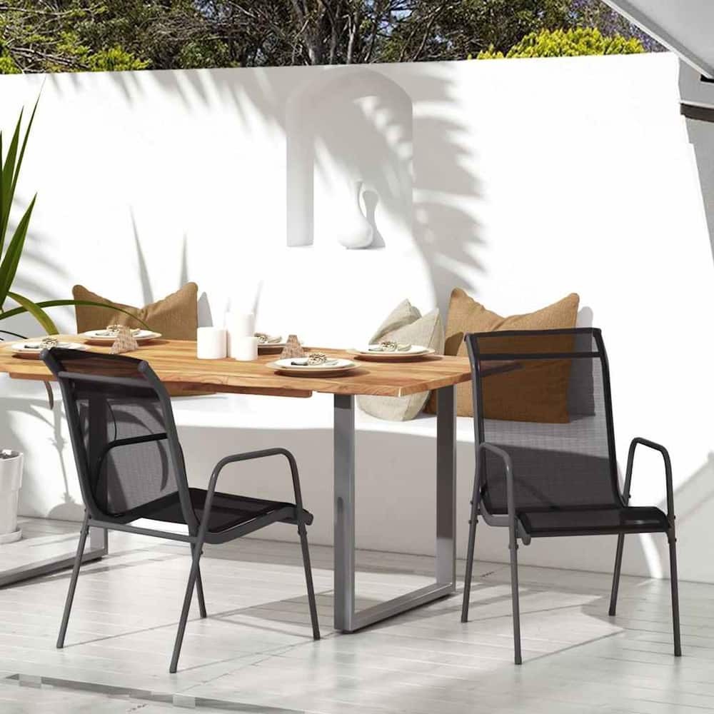 Garden Chairs Steel and Textilene Black 2