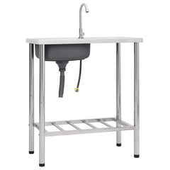 Camping Sink Single Basin with Tap Stainless Steel 75 cm 15 cm 40 cm