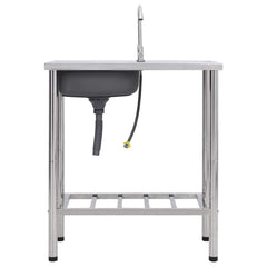 Camping Sink Single Basin with Tap Stainless Steel 75 cm 15 cm 40 cm