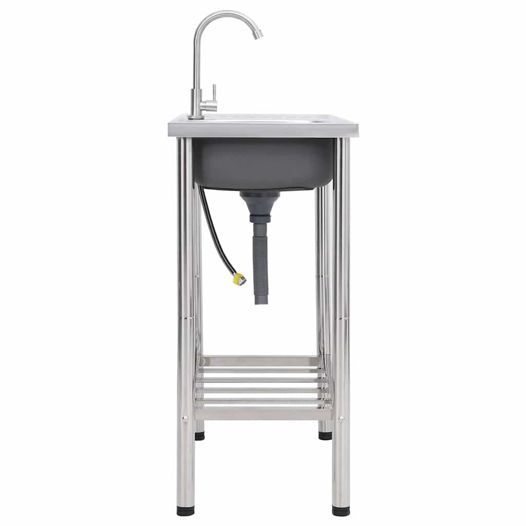 Camping Sink Single Basin with Tap Stainless Steel 75 cm 15 cm 40 cm