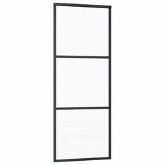 Sliding Door with Hardware Set ESG Glass&Aluminium 76x205 cm 183 cm Sliding Rail 76 cm 2 horizontal bars