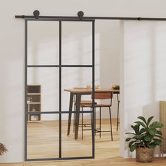 Sliding Door with Hardware Set ESG Glass&Aluminium 76x205 cm 183 cm Sliding Rail 102 cm 3x2 grids
