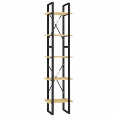 vidaXL Book Cabinet | Natural wood and black | Pinewood and metal | Medium 2