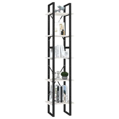 vidaXL Book Cabinet | White | Pinewood, metal | 5-Tier | Book Cabinet 3
