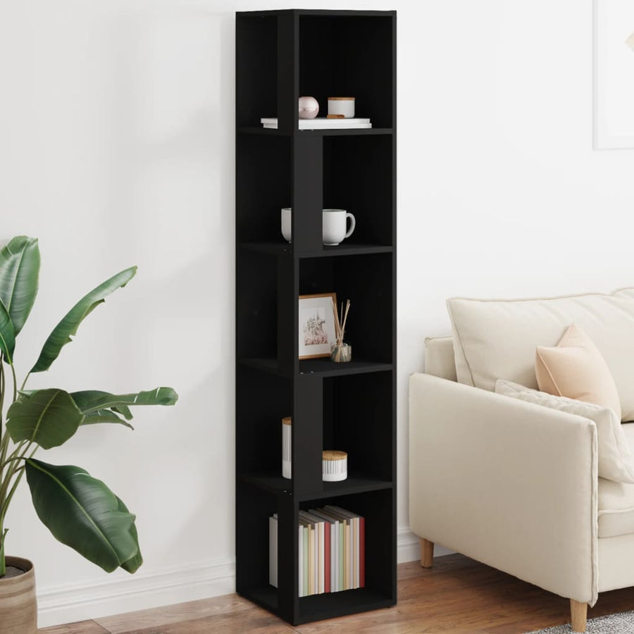 Corner Cabinet Black Engineered Wood