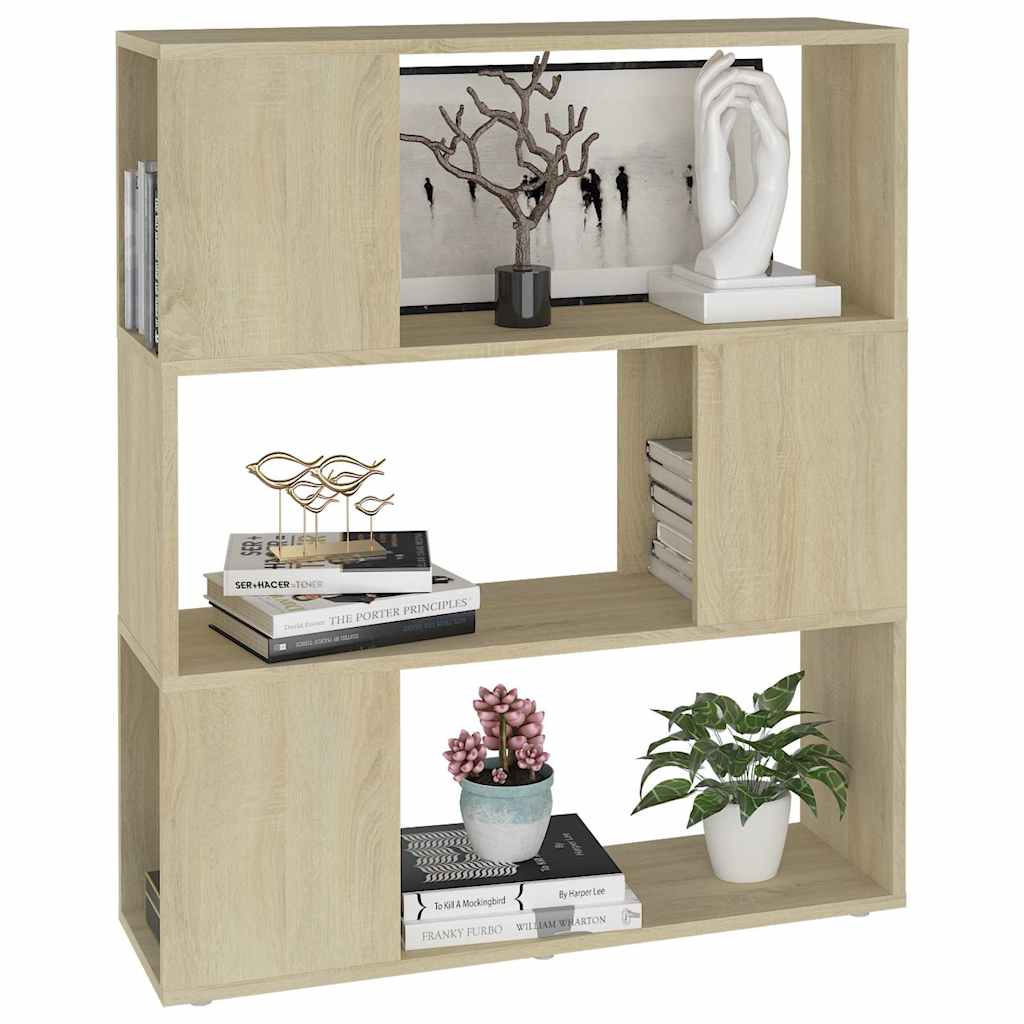 vidaXL Book Cabinet Room Divider Sonoma Oak 80x24x94 cm Engineered Wood 4