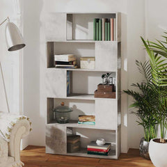 vidaXL Book Cabinet Room Divider | Concrete grey | Engineered wood 6