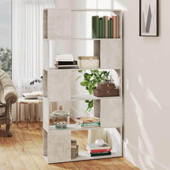 Book Cabinet Room Divider 80x24x155 cm Engineered Wood Concrete grey